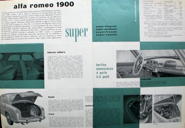 Alfa Romeo 1900 Super Modelprogram 1954 Carbrochure (9012)